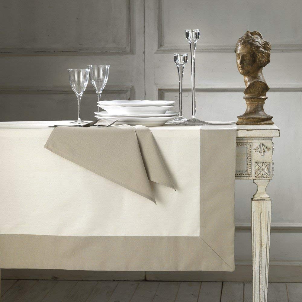 ELEGANTE TOVAGLIA DA TAVOLA SARAH COTONE TINTO IN FILO 140X140