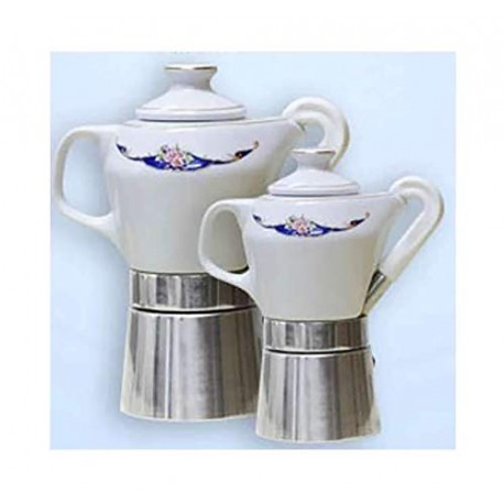 Sirge Caffettiera Moka 4 tazzine in fine porcellana certificata e decorata oro