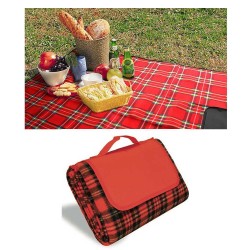 SEAMAR Telo picnic 175x200 cm Poliestere con Retro Impermeabile Colore Rosso Pieghevole salvaspazio