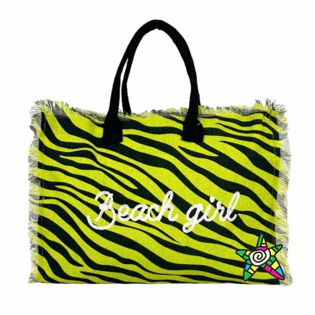 Giovanile Borsa Mare con chiusura lampo misura 48x38x16cm cotone canvas 100% spiaggia stampe e colori vari