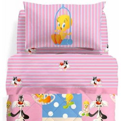 CALEFFI COMPLETO LENZUOLA LETTO 1 PIAZZA TITTI I LOVE TWEETY Disney