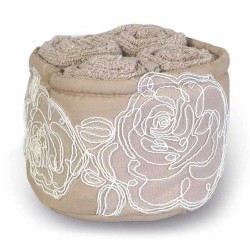 SET 4 ASCIUGAMANI LAVETTE CON CESTINO FIOCCO 30 x 30 cm SPUGNA DI COTONE
